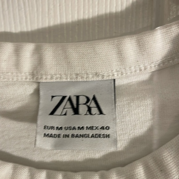 Zara plain white cotton long sleeve tshirt medium - Picture 2 of 6